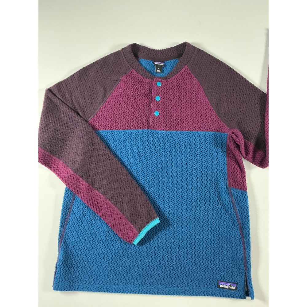Patagonia Women's R1 Air Henley Textured Fleece Pullover Multi Color Block S